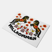 Folk art Friesian/Frisian Welcome/Willkommen red Deurmat (Schuin)