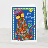 Folk Art From the Cat Folded Valentijn Kaart (Voorkant)