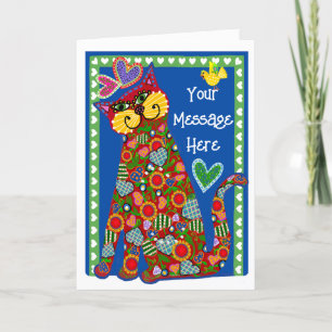 Folk Art From the Cat Folded Valentijn Kaart