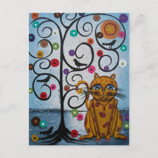 FOLK ART Fun in the Trees by LORI EVERETT briefkaa Briefkaart