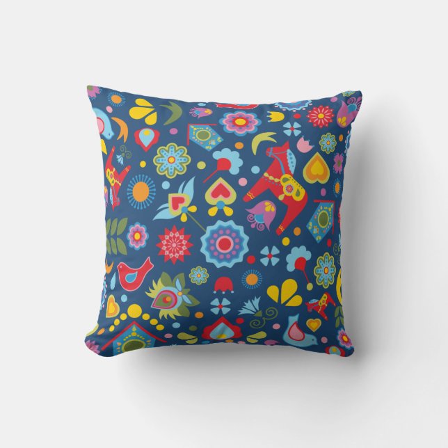 Folk Art Garden Scandi Cushion Kussen (Voorkant)