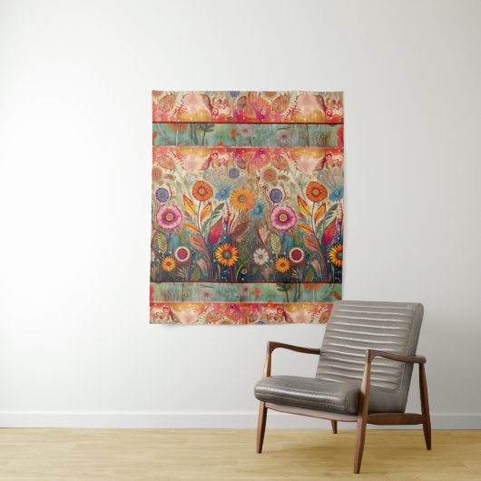 Folk Art Garden Tapestry Wandkleed (In situ)