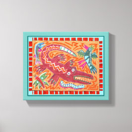 Folk Art Gator Canvas Afdruk