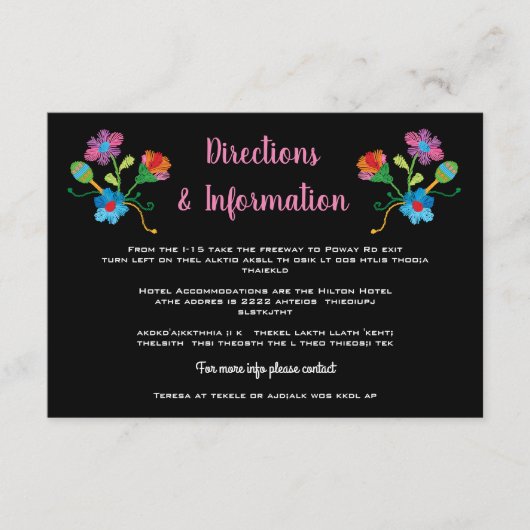 Folk Art Geborduurde Mexicaanse Fiesta Bruiloft in Informatiekaartje (Voorkant)