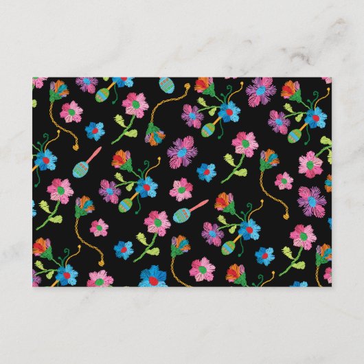 Folk Art Geborduurde Mexicaanse Fiesta Bruiloft in Informatiekaartje (Achterkant)