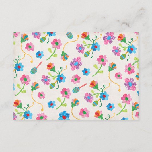 Folk Art Geborduurde Mexicaanse Fiesta Bruiloft in Informatiekaartje (Achterkant)