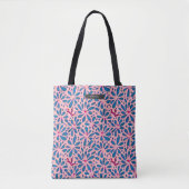 Folk Art Geïnspireerd roze en blauwe Floral Tote Bag (Voorkant)