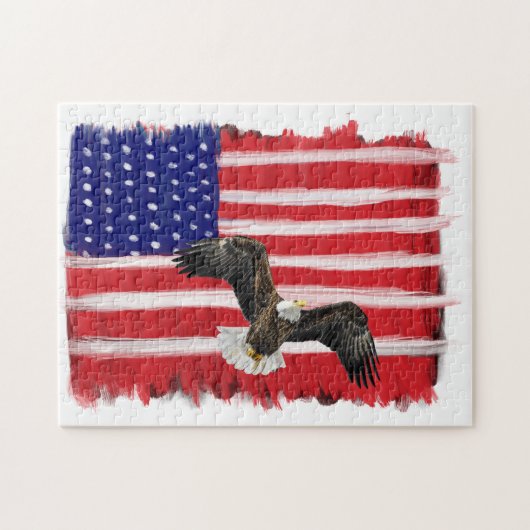 Folk Art gekleurde vlag en adelaar Legpuzzel (Horizontaal)