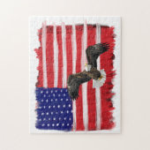 Folk Art gekleurde vlag en adelaar Legpuzzel (Verticaal)