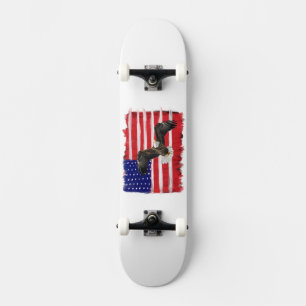 Folk Art gekleurde vlag en adelaar Persoonlijk Skateboard