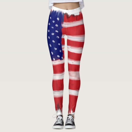 Folk Art gekleurde vlag Leggings (Voorkant)