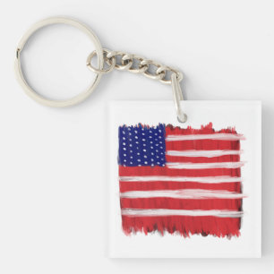 Folk Art gekleurde vlag Sleutelhanger
