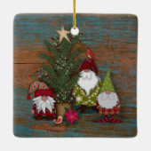 Folk Art Gnomes | Kerstboom Keramisch Ornament (Achterkant)