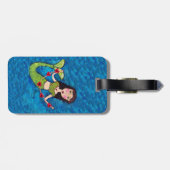 Folk Art Green Mermaid String of Red Hearts Bagagelabel (Achterkant horizontaal)