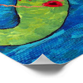 Folk Art Green Mermaid String of Red Hearts Poster (Hoek)