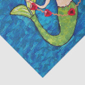 Folk Art Green Mermaid String of Red Hearts Tissuepapier (Detail)