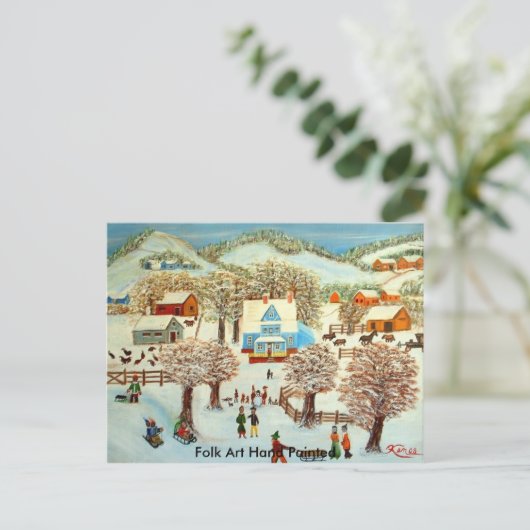 Folk Art Hand Painted Briefkaart (Staand voorkant)