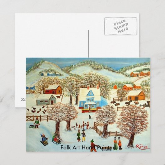 Folk Art Hand Painted Briefkaart (Voorkant / Achterkant)