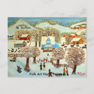 Folk Art Hand Painted Briefkaart