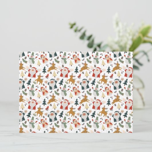 Folk Art Happy Christmas Character Feestdagenkaart (Staand voorkant)