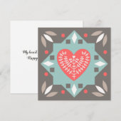 Folk Art Heart Custom Message Valentijnsdag Flat Feestdagenkaart (Voorkant / Achterkant)