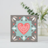 Folk Art Heart Custom Message Valentijnsdag Flat Feestdagenkaart (Staand voorkant)