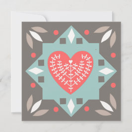 Folk Art Heart Custom Message Valentijnsdag Flat Feestdagenkaart