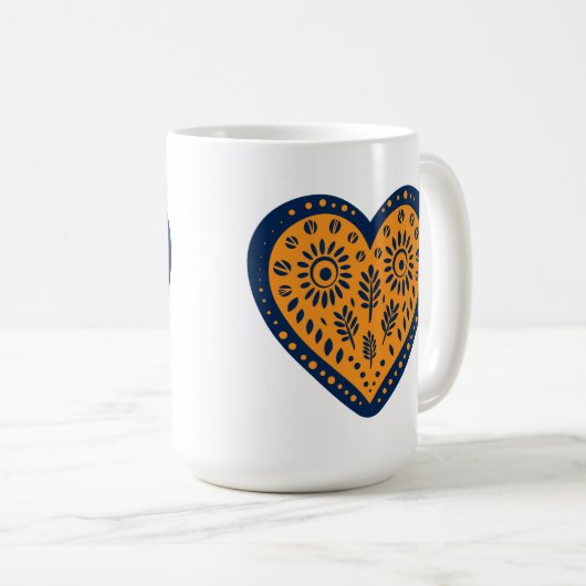Folk Art Heart Koffiemok (Voorkant rechts)