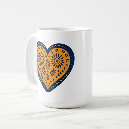 Folk Art Heart Koffiemok (Voorkant links)
