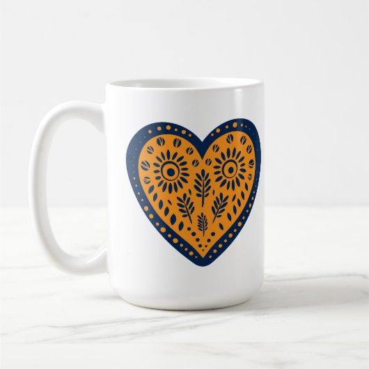 Folk Art Heart Koffiemok (Links)