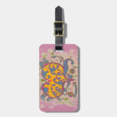 Folk Art Heart met bladeren en bloemen Bagagelabel (Voorkant verticaal)