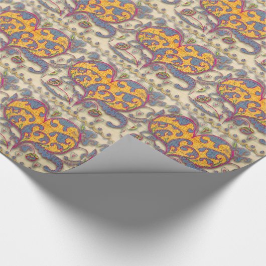 Folk Art Heart met bladeren en bloemen Cadeaupapier (Hoek)