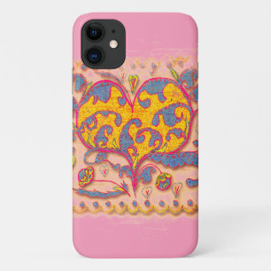 Folk Art Heart met bladeren en bloemen Case-Mate iPhone Case