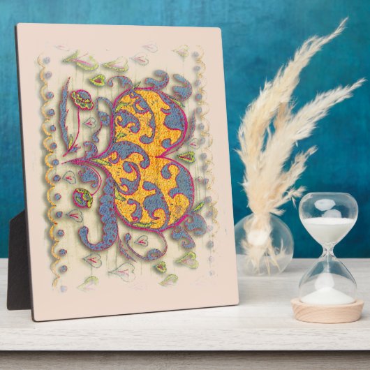 Folk Art Heart met bladeren en bloemen Fotoplaat (Zijkant)