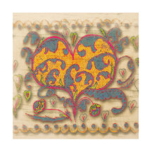 Folk Art Heart met bladeren en bloemen
