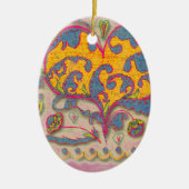 Folk Art Heart met bladeren en bloemen Keramisch Ornament (Voorkant)