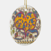 Folk Art Heart met bladeren en bloemen Keramisch Ornament (Rechts)