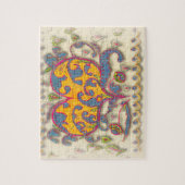 Folk Art Heart met bladeren en bloemen Legpuzzel (Verticaal)