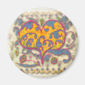 Folk Art Heart met bladeren en bloemen Magneet (Voorkant)