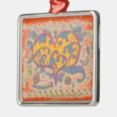 Folk Art Heart met bladeren en bloemen Metalen Ornament (Links)