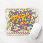 Folk Art Heart met bladeren en bloemen Muismat (Met muis)