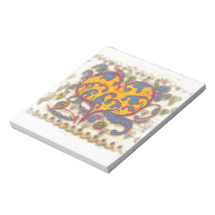 Folk Art Heart met bladeren en bloemen Notitieblok