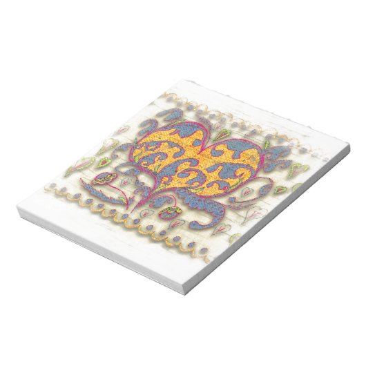 Folk Art Heart met bladeren en bloemen Notitieblok (Linkerzijde)