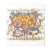 Folk Art Heart met bladeren en bloemen Notitieblok (Voorkant)