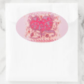 Folk Art Heart met bladeren en bloemen Ovale Sticker (Tas)