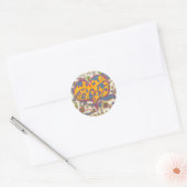 Folk Art Heart met bladeren en bloemen Ronde Sticker (Envelop)