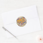 Folk Art Heart met bladeren en bloemen Ronde Sticker (Envelop)