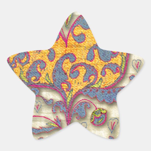 Folk Art Heart met bladeren en bloemen Ster Sticker (Voorkant)