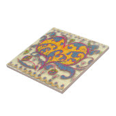 Folk Art Heart met bladeren en bloemen Tegeltje (Zijkant)