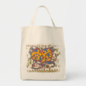 Folk Art Heart met bladeren en bloemen Tote Bag (Voorkant)